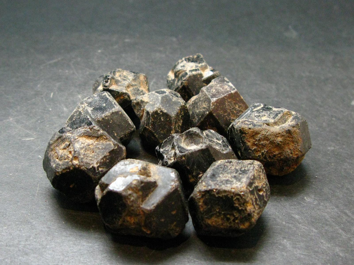 lot of 10 Black Melanite Andradite Garnet Crystals From Mali - 170.30 Grams