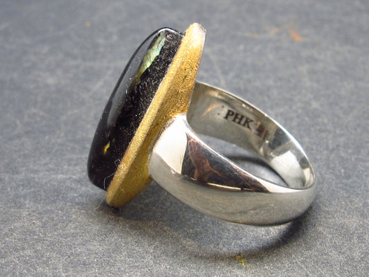 Nuumite Nuummite Sterling Silver Ring from Greenland - Size 6.5 - 7.1 Grams