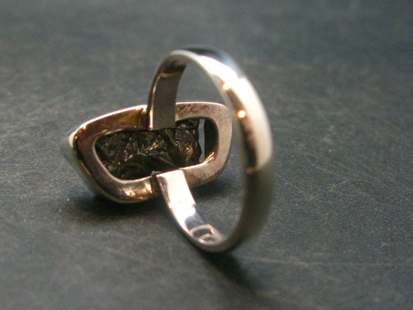 Large Meteorite Campo Del Cielo Sterling Silver Ring From Argentina - 5.24 Grams - Size 7