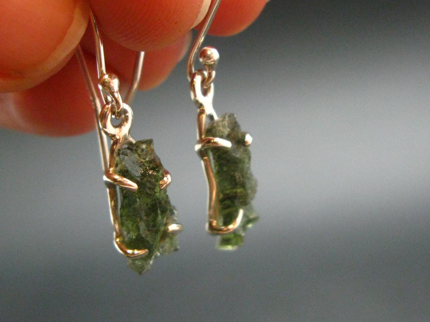 Moldavite Tektite Silver Earrings from Czech Republic - 1.84 Grams