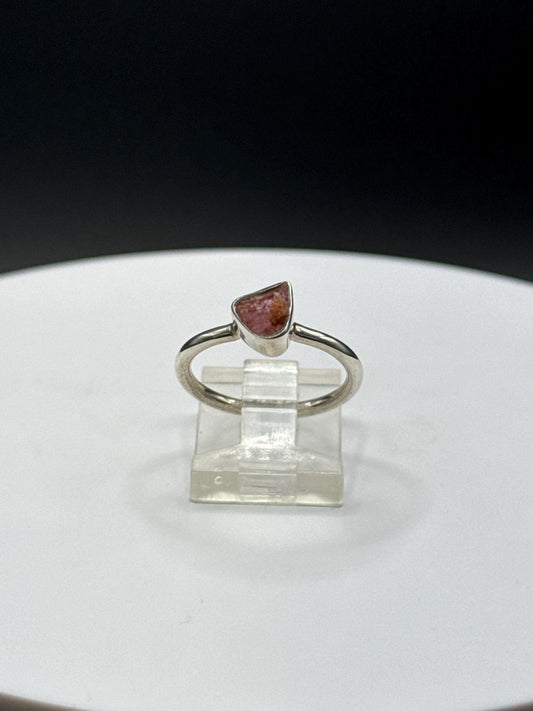 Pezzottaite Sterling Silver Ring – Natural Pink Gemstone - Size 6