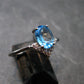 Facetted Blue Topaz Sterling Silver Ring With CZ - 2.0 Grams - Size 8