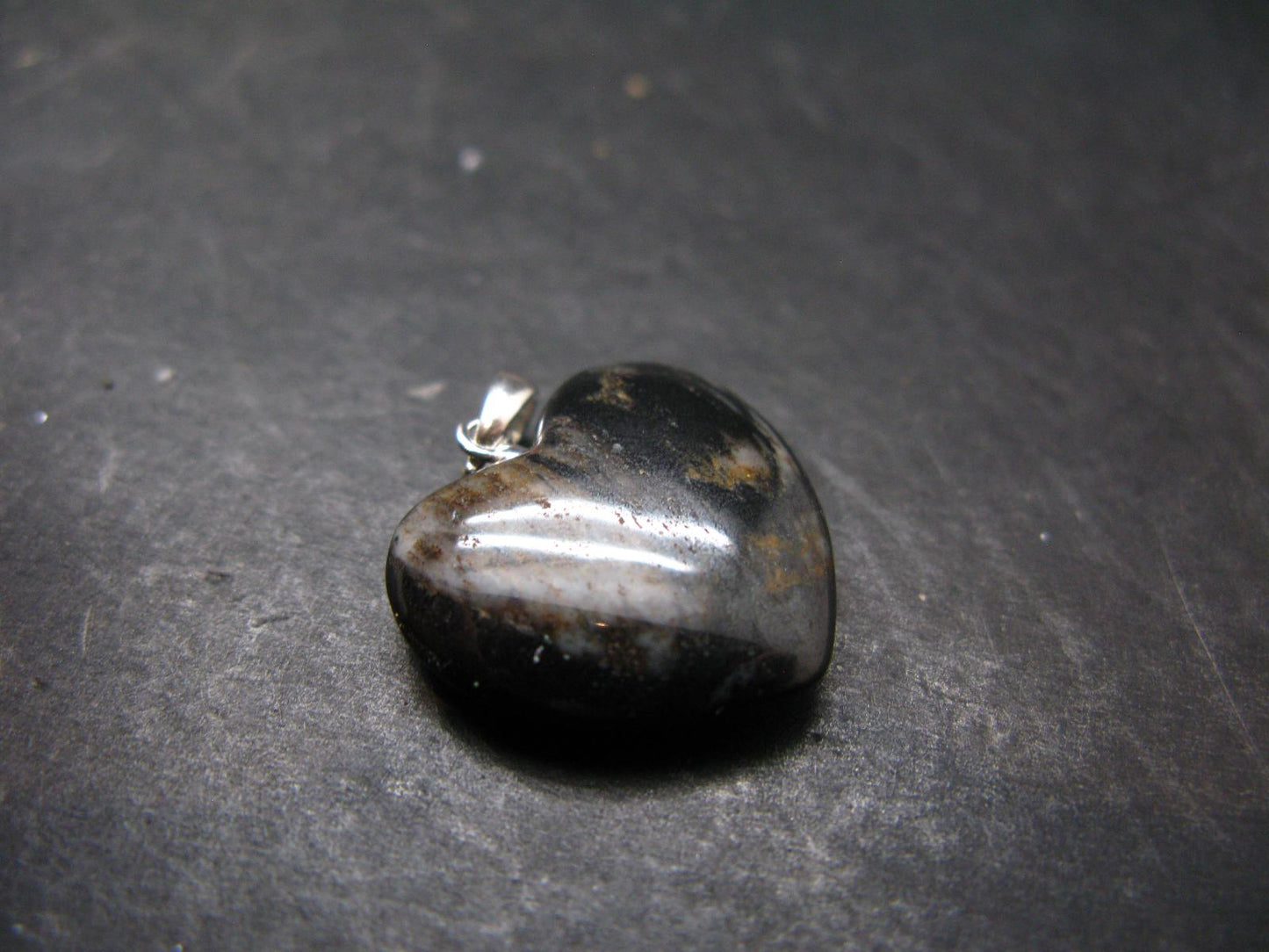 Rare ISUA Stone Silver Heart Pendant From Greenland - 1.0" - 4.62 Grams