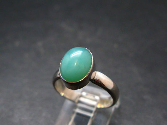 Natural Apple Green Chrysoprase 925 Sterling Silver Ring From Australia - 3.79 Grams - Size 7