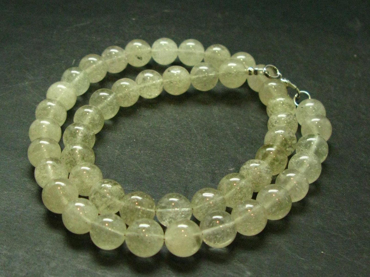 Gem Libyan Desert Glass Tektite Necklace 10 mm Beads from Libya - 19" - 49.0 Grams