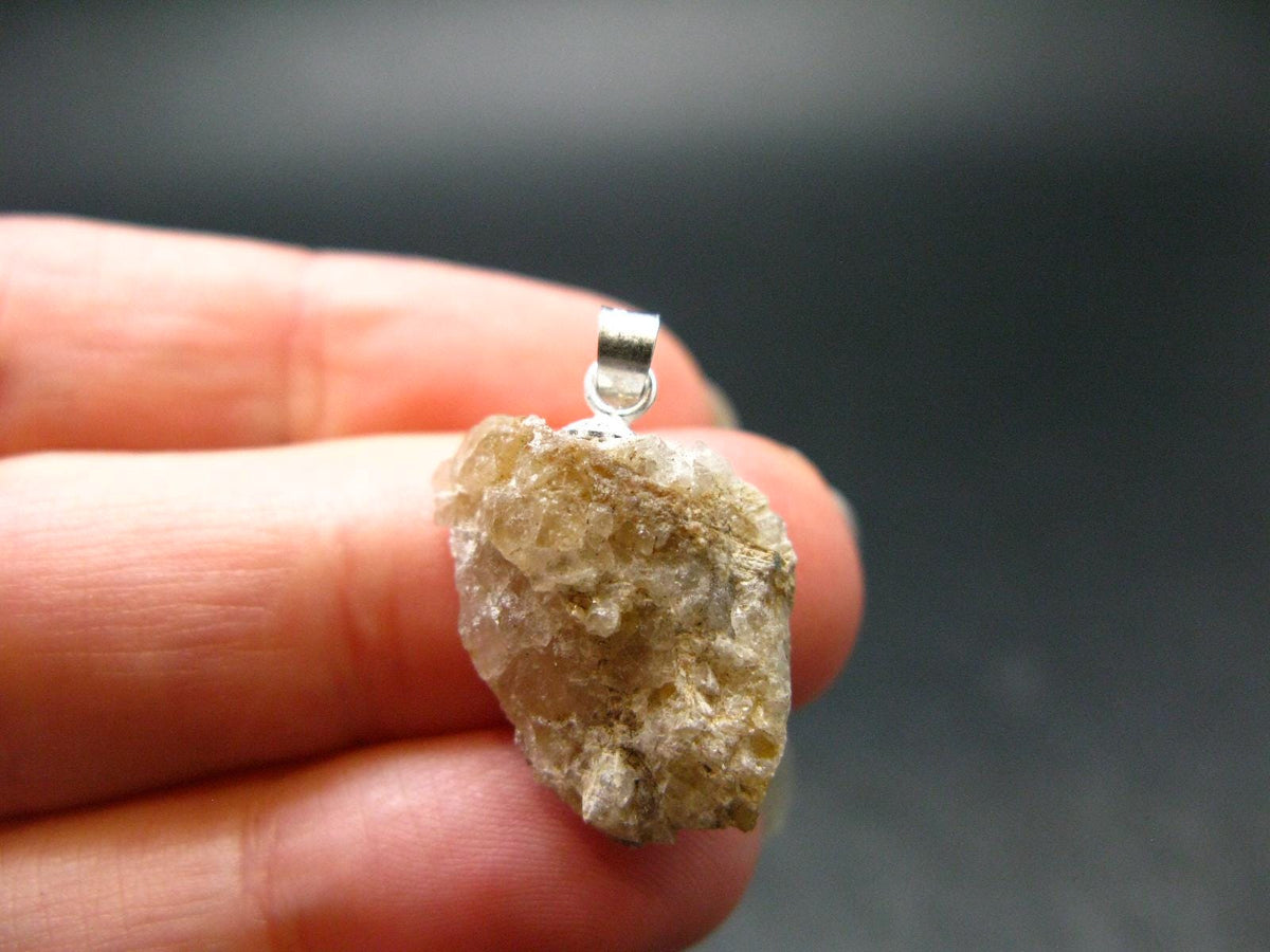 Rare Herderite Crystal Silver Pendant from Brazil - 1.0" - 2.36 Grams