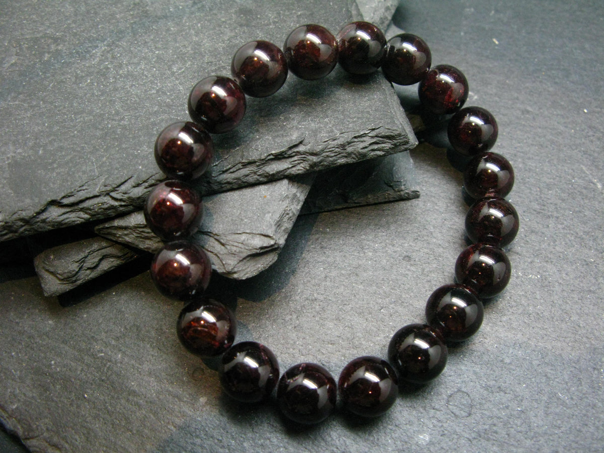 Garnet Almandine Genuine Bracelet ~ 7 Inches ~ 10mm Round Beads