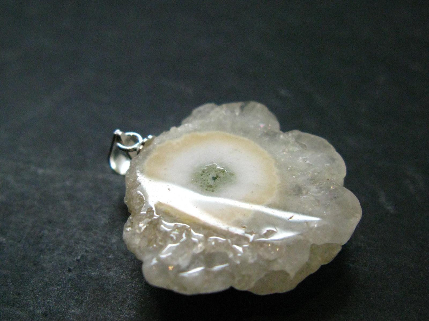 Anandalite Quartz Crystal Silver Pendant From India - 1.2" - 6.91 Grams