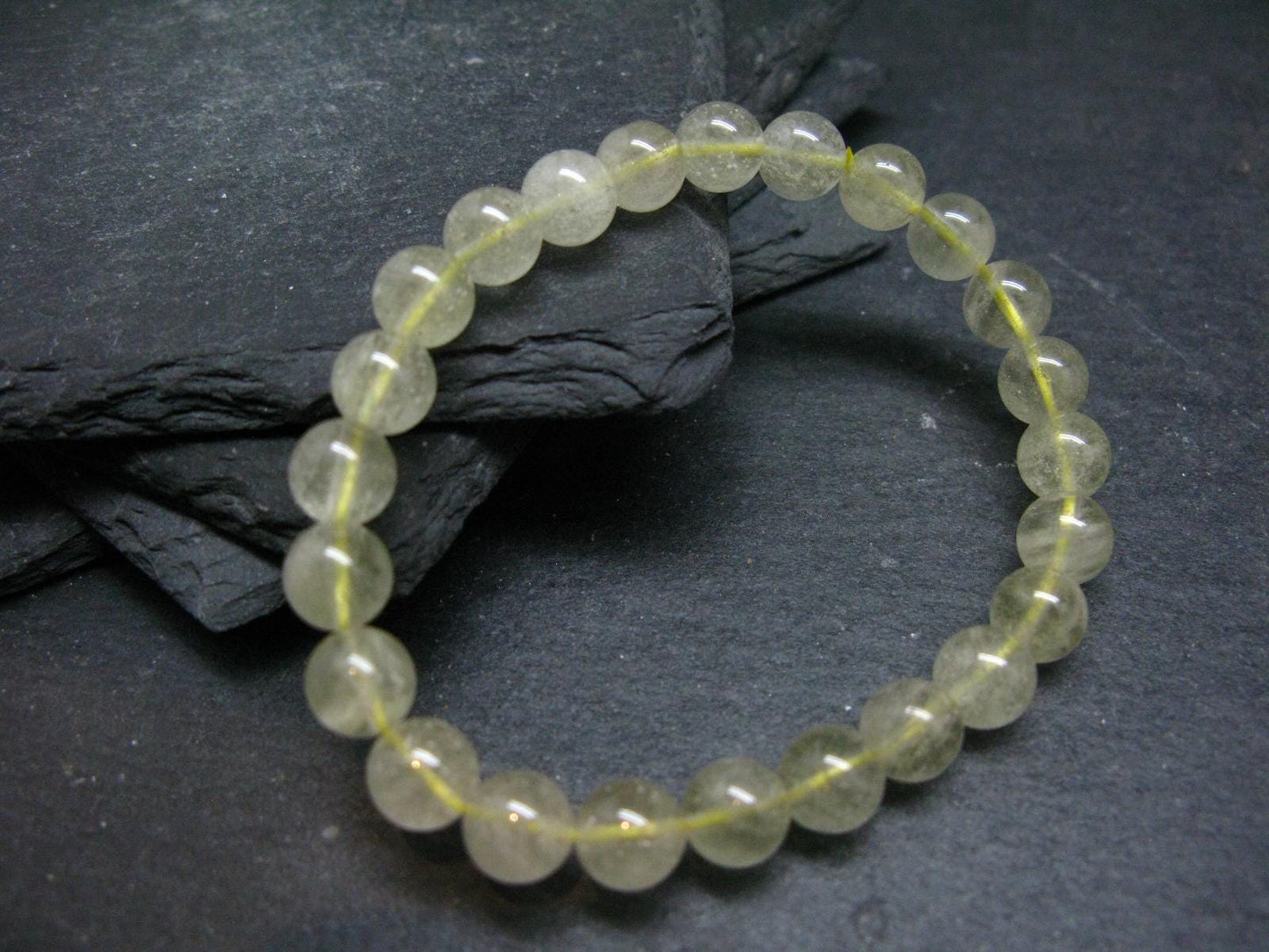 Libyan Tektite Glass Genuine Bracelet ~ 7 Inches ~ 8mm Round Beads