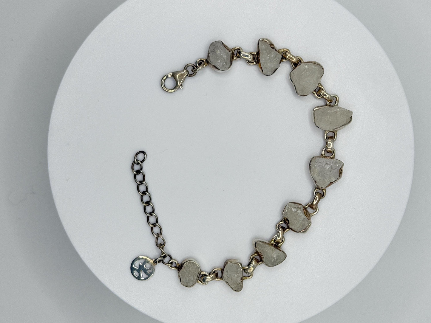 Raw Natural Phenakite (Phenacite) Crystal Bracelet in Sterling Silver - Weight 14.01 g