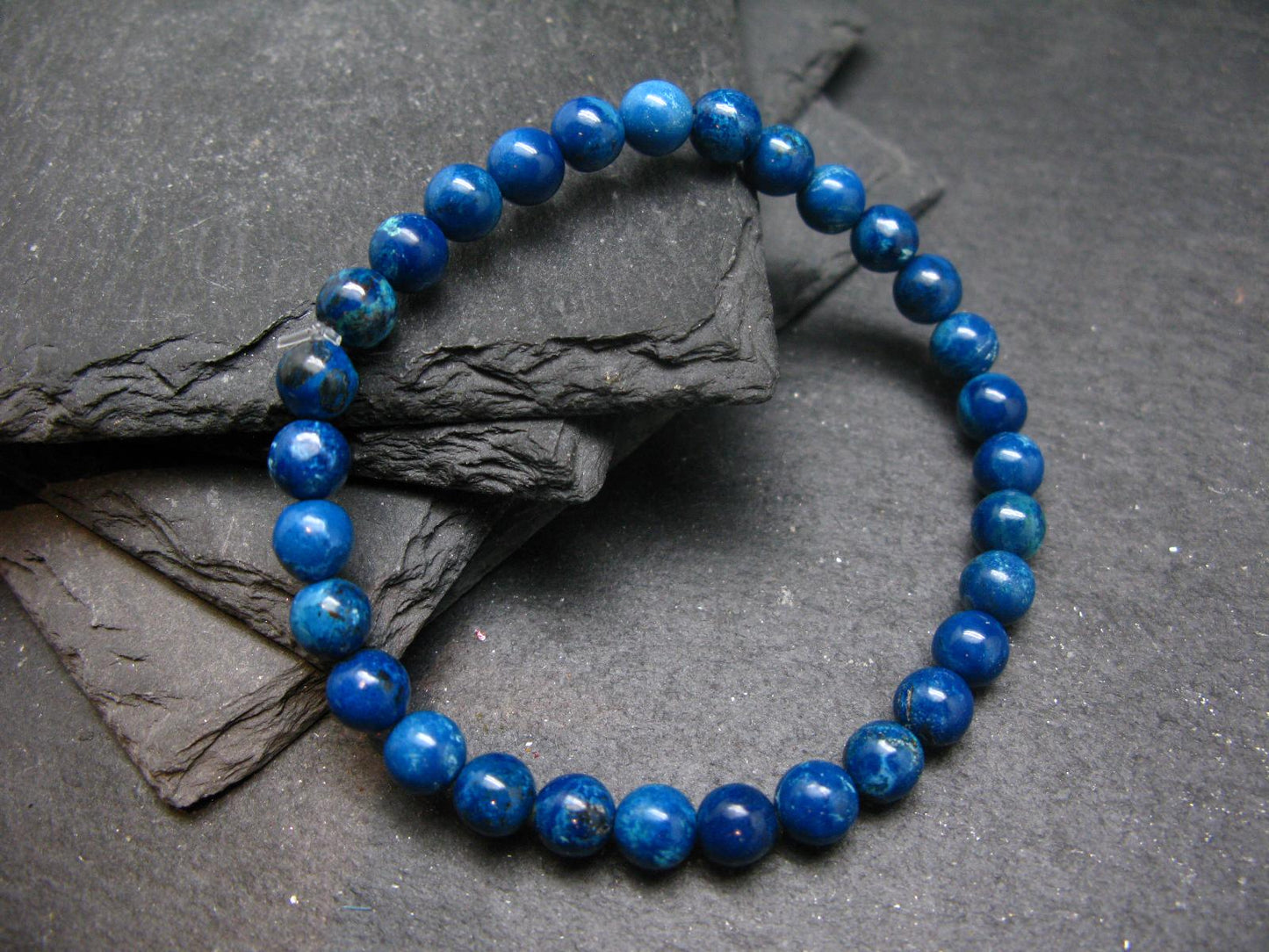 Shattuckite Genuine Bracelet ~ 7 Inches ~ 6mm Round Beads
