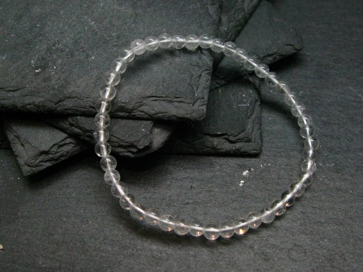 Clear Quartz Genuine Bracelet ~ 7 Inches ~ 4mm Round Beads