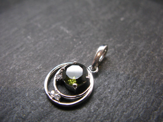 Moldavite Tektite Silver Pendant from Czech Republic - 0.9" - 2.00 Grams