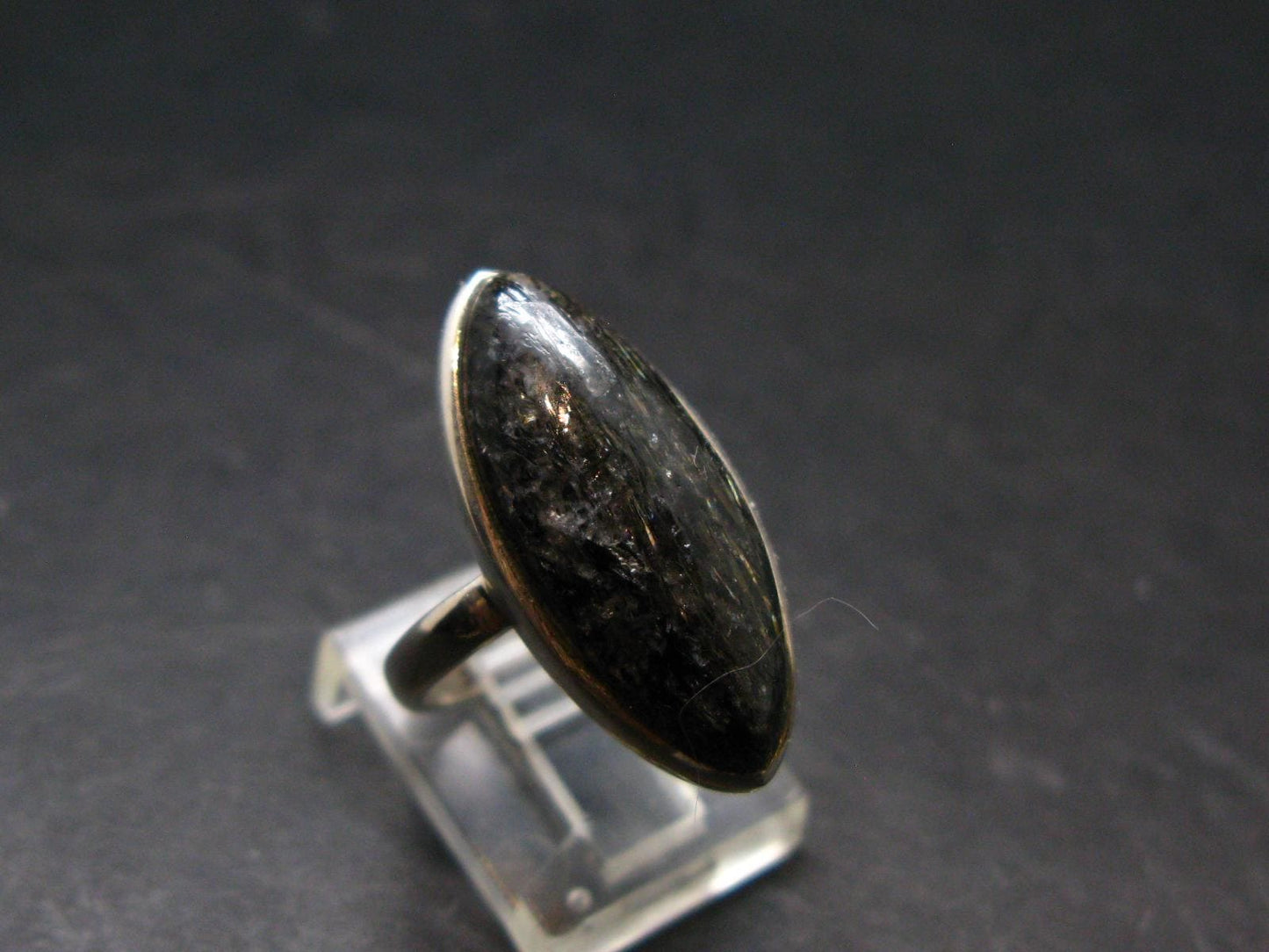 Real!! Very Rare Nuumite Nuummite Sterling Silver Ring from Greenland - 5.0 Grams - Size 6.25