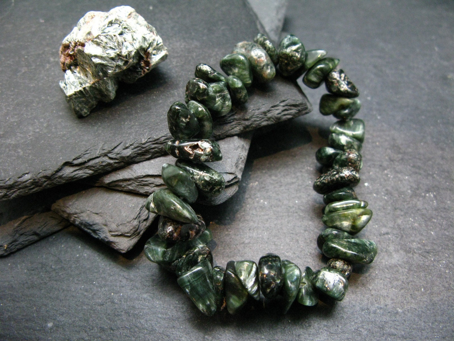 Seraphinite Clinochlore Genuine Bracelet ~ 7 Inches ~ 12mm Tumbled Beads