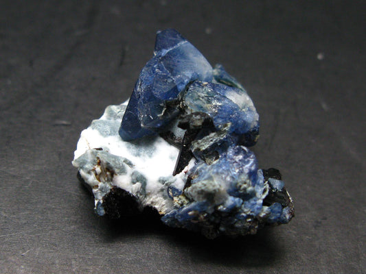 Beautiful Benitoite and Neptunite on Natrolite Cluster From California - 1.4"