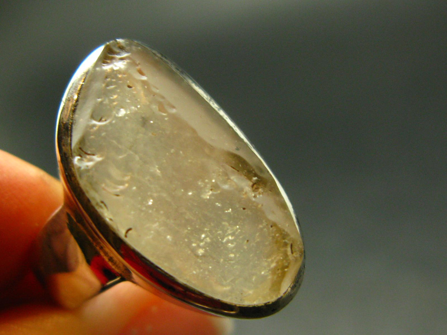 Natural Gem Raw Libyan Desert Glass Tektite Sterling Silver Ring from Libya - Size 9 - 8.96 Grams