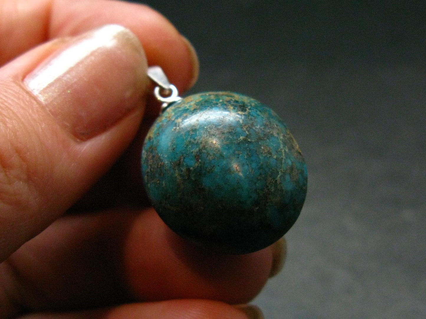 Genuine Turquoise Silver Pendant From Sleeping Beauty Arizona - 1.1" - 6.0 Grams