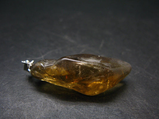 Natural Unheated Citrine Sterling Silver Pendant from Zambia - 1.7" - 7.40 Grams
