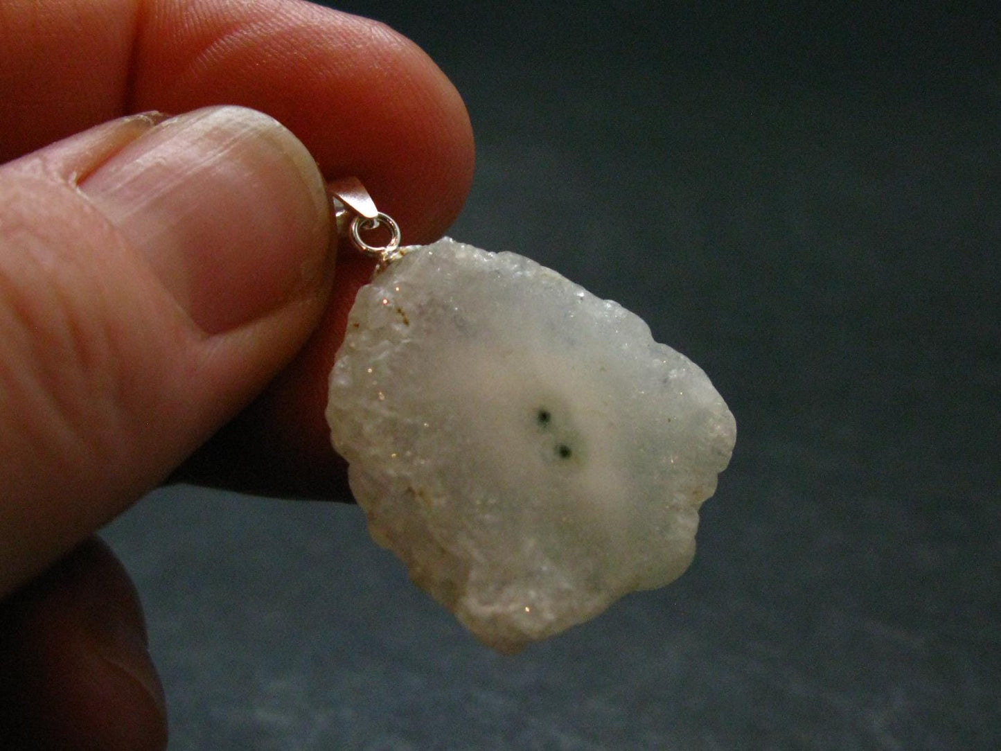 Anandalite Quartz Crystal Silver Pendant From India - 1.2" - 5.30 Grams