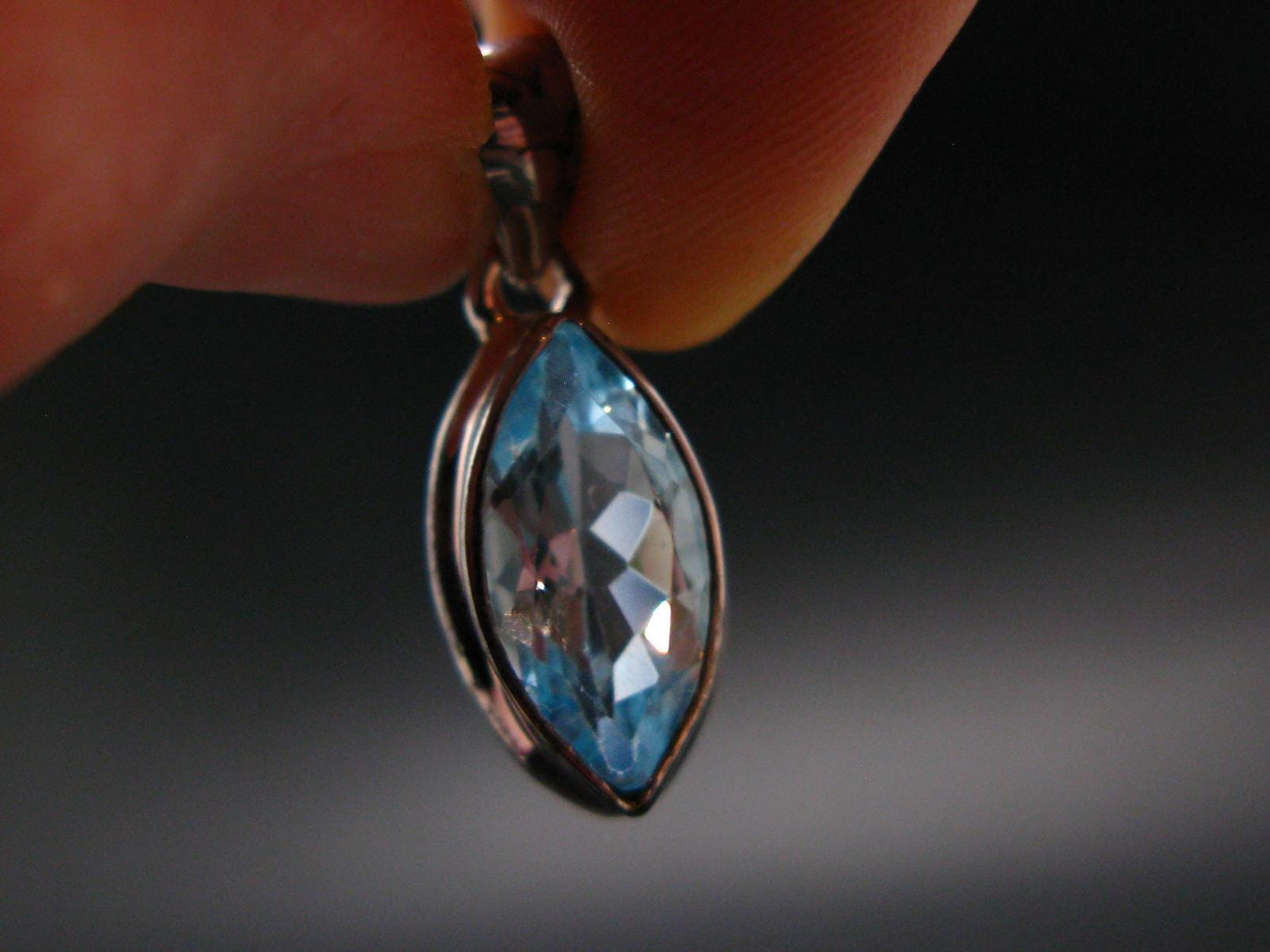 Blue Topaz Sterling Silver Pendant From Brazil - 0.9" - 2.66 Grams