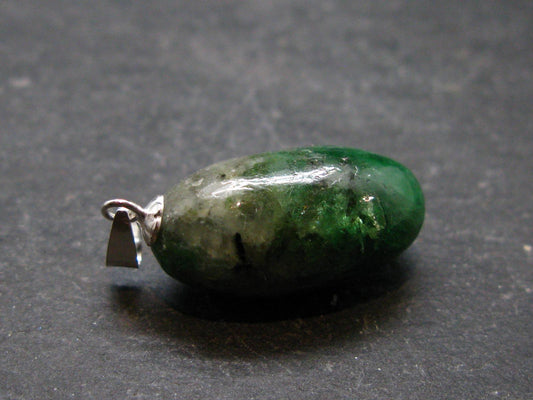 Tsavorite Gem Green Garnet Sterling Silver Pendant From Tanzania - 1.1" - 4.54 Grams