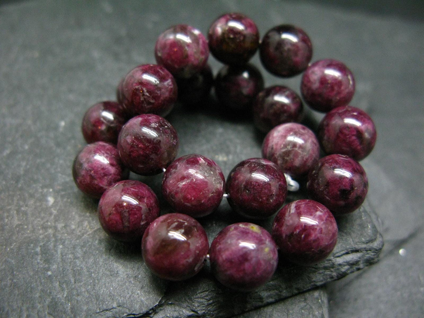 Red Tourmaline Genuine Bracelet ~ 7 Inches ~ 9mm Round Stones