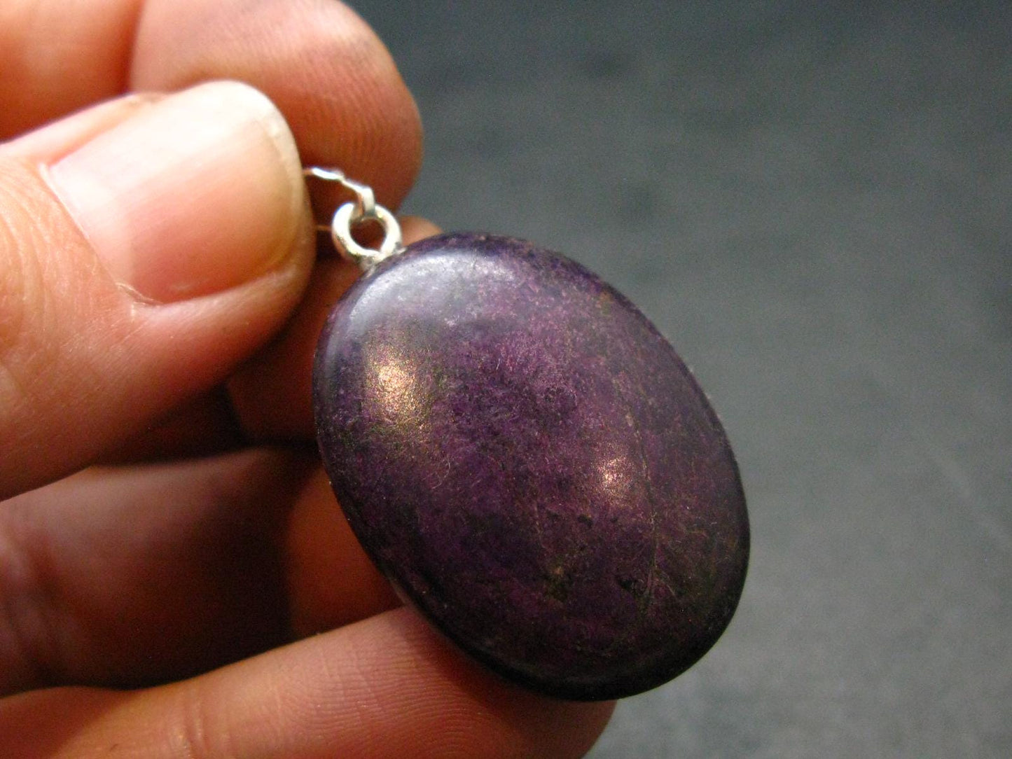 Purple Purpurite Silver Pendant From Namibia - 1.4"