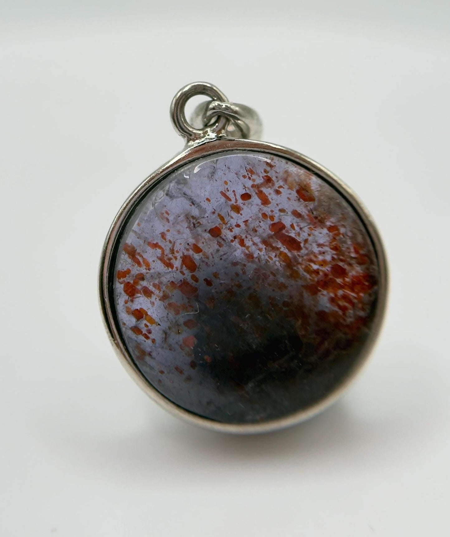 Lattice Sunstone Pendant Natural Gemstone Silver Necklace Red Green Stone Healing Crystal Jewelry Gift