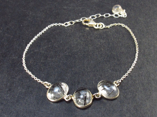 Tourmalinated Tourmaline in Quartz Silver Bracelet From Brazil - 7.5" - 3.0 Grams