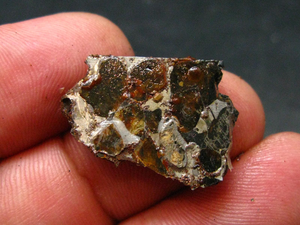 Large Sericho Meteorite Pallasite Olivine Slice From Kenya - 1.5" - 3.10 Grams