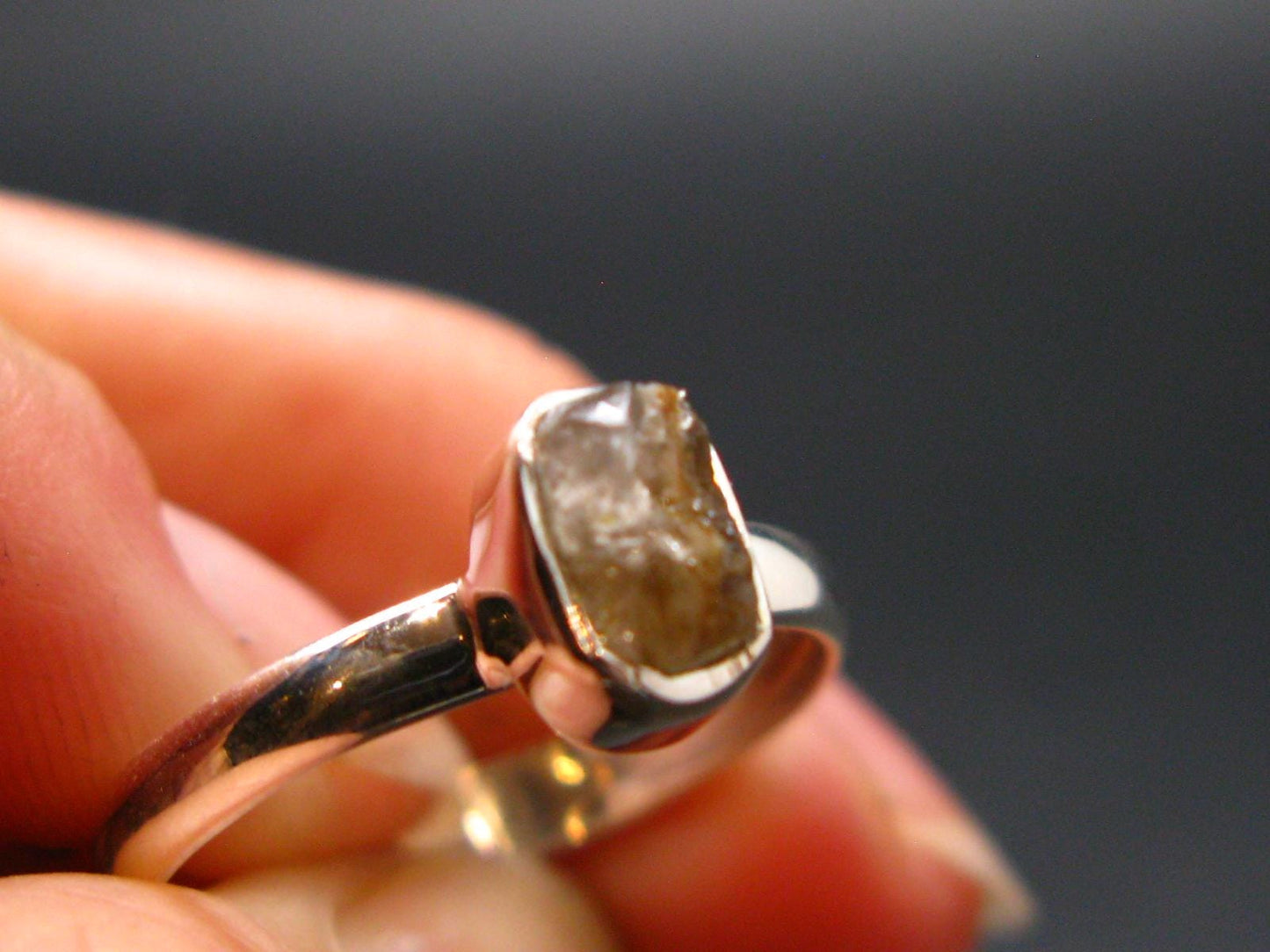 Green Herderite Silver Ring From Brazil - 1.84 Grams - Size 8