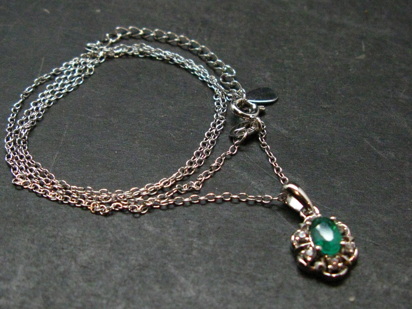 Emerald Silver Pendant W/Chain From Colombia - 2.13 Grams Total