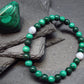 Malachite & Blue Lace Agate Genuine Bracelet ~ 6.5 Inches ~ 7mm Round Beads
