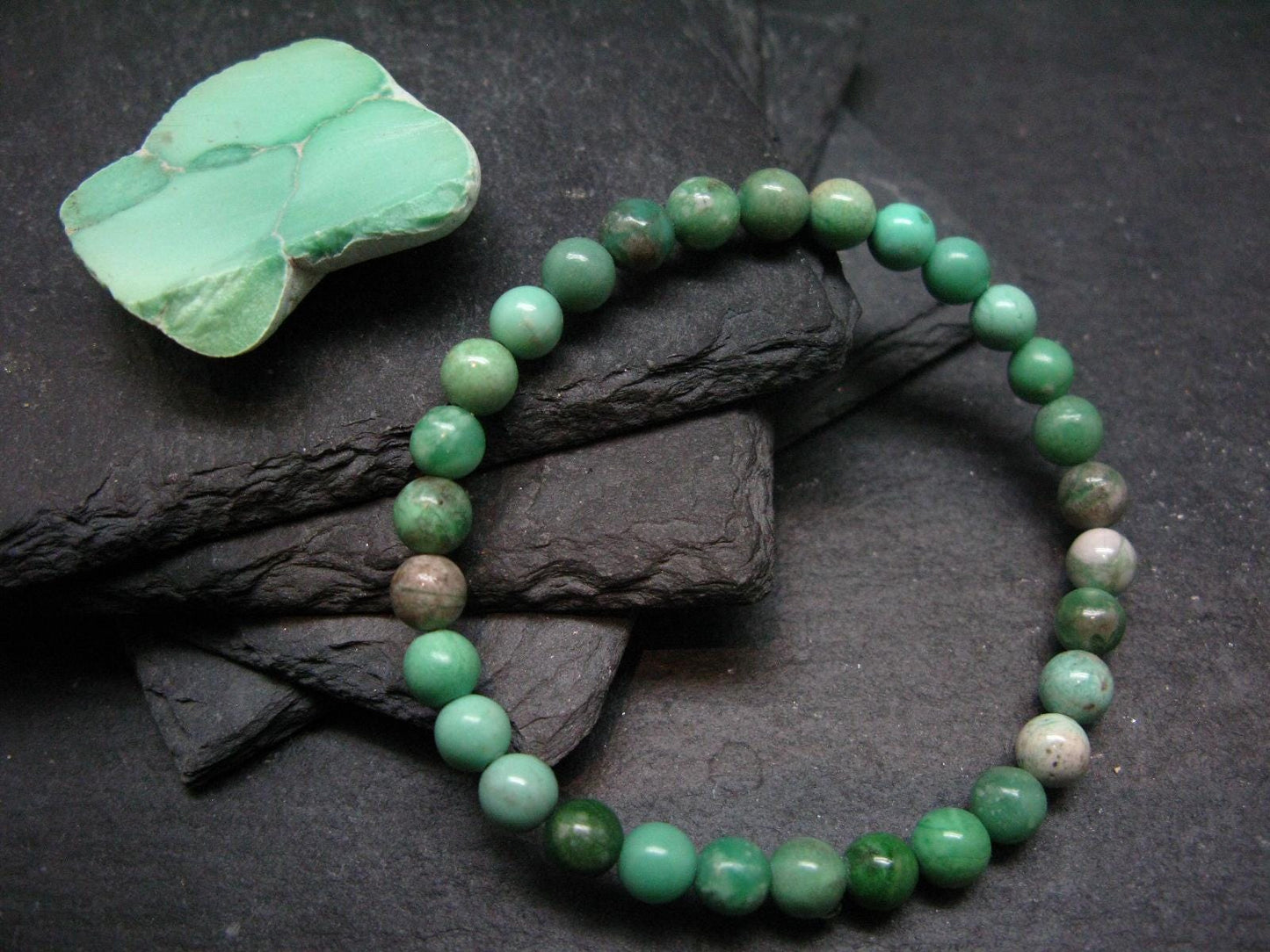 Variscite Genuine Untreated Bracelet ~ 7 Inches ~ 6mm Round Beads