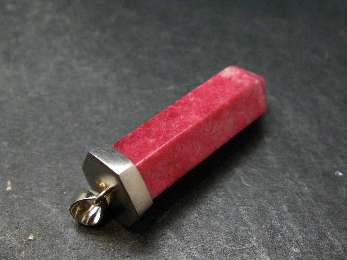 Thulite Silver Pendant From Norway - 1.8"