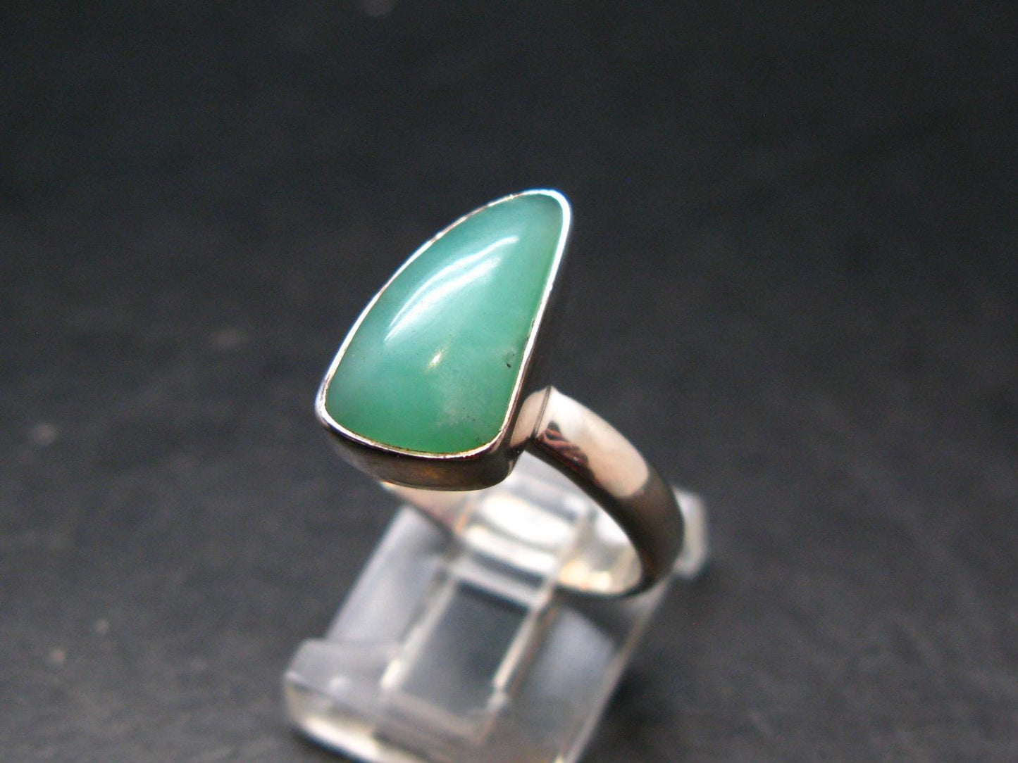 Natural Apple Green Chrysoprase 925 Sterling Silver Ring From Australia - 4.28 Grams - Size 8