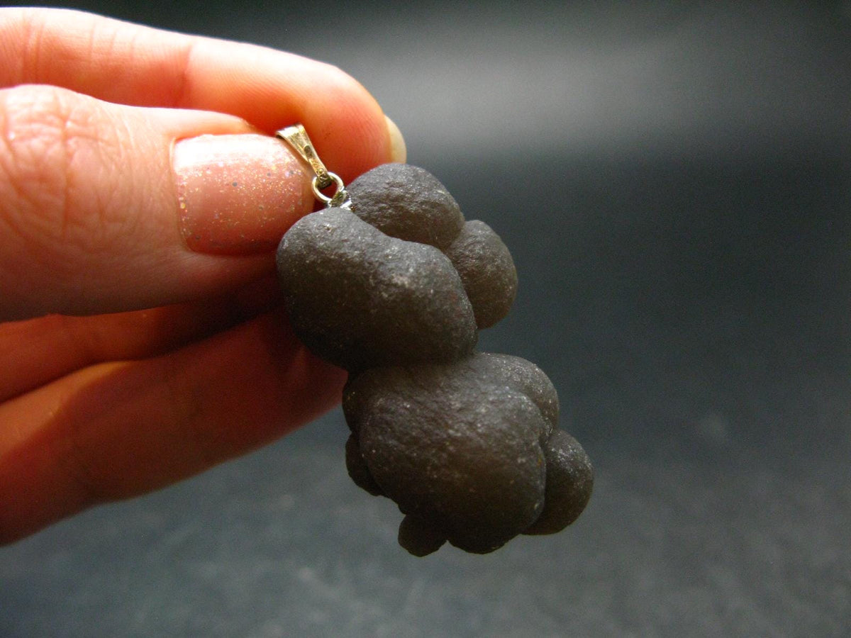 Truffle Chalcedony!! Spheroidal Chalcedony Nodules Crystal Silver Pendant From Morocco - 1.7"