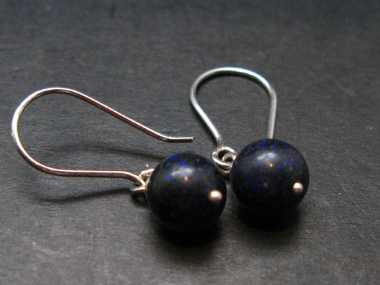 Rare Black Opal Silver |Earrings From Australia - 1.0" - 1.97 Grams