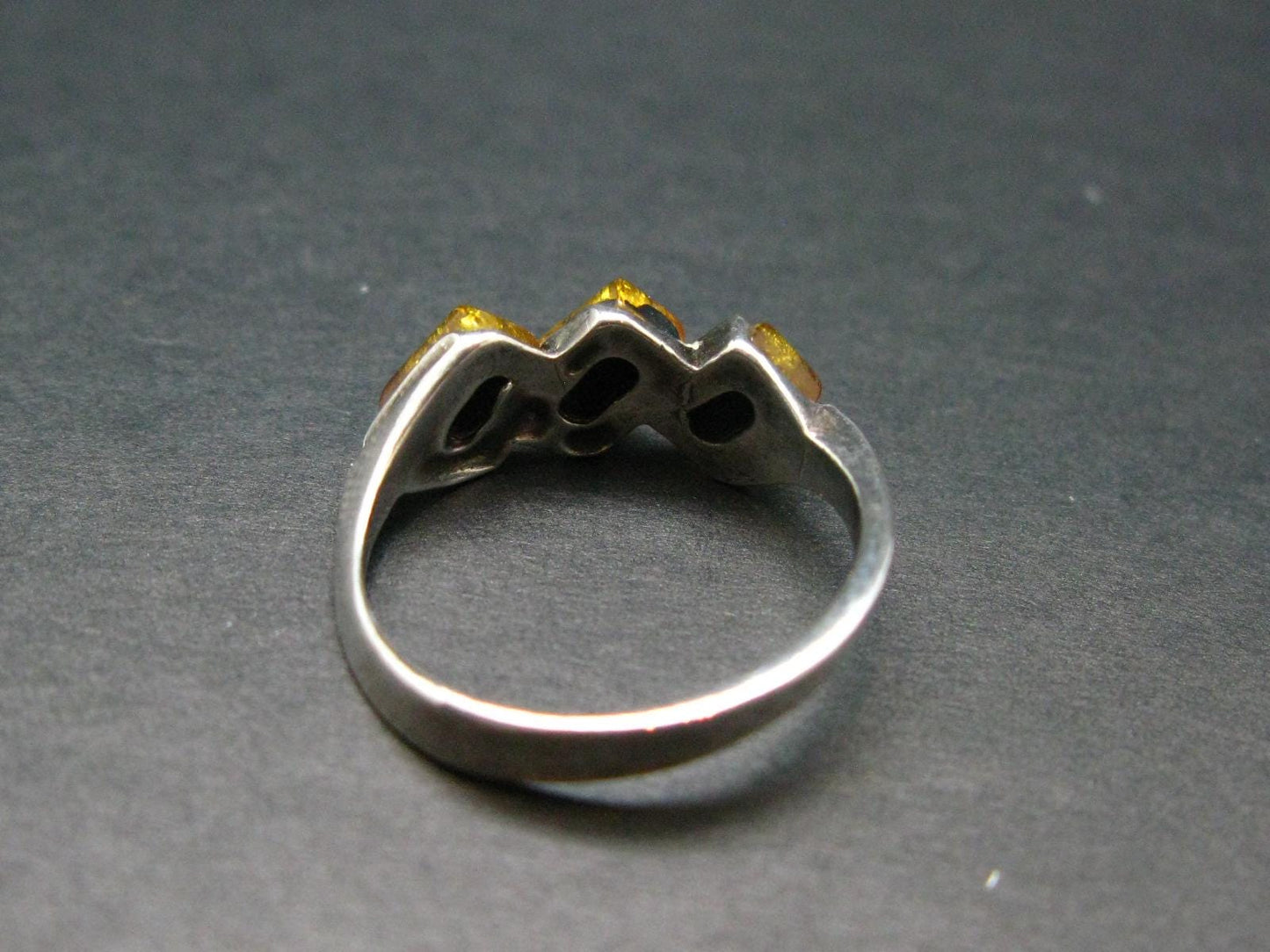 Natural Baltic Amber 925 Silver Ring - Size 8.25