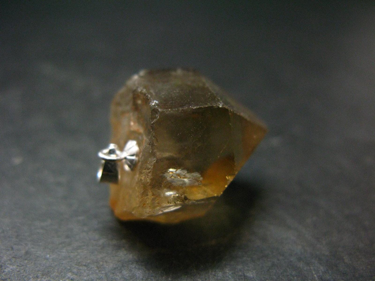 Natural Unheated Citrine Crystal Silver Pendant from Congo - 8.33 Grams