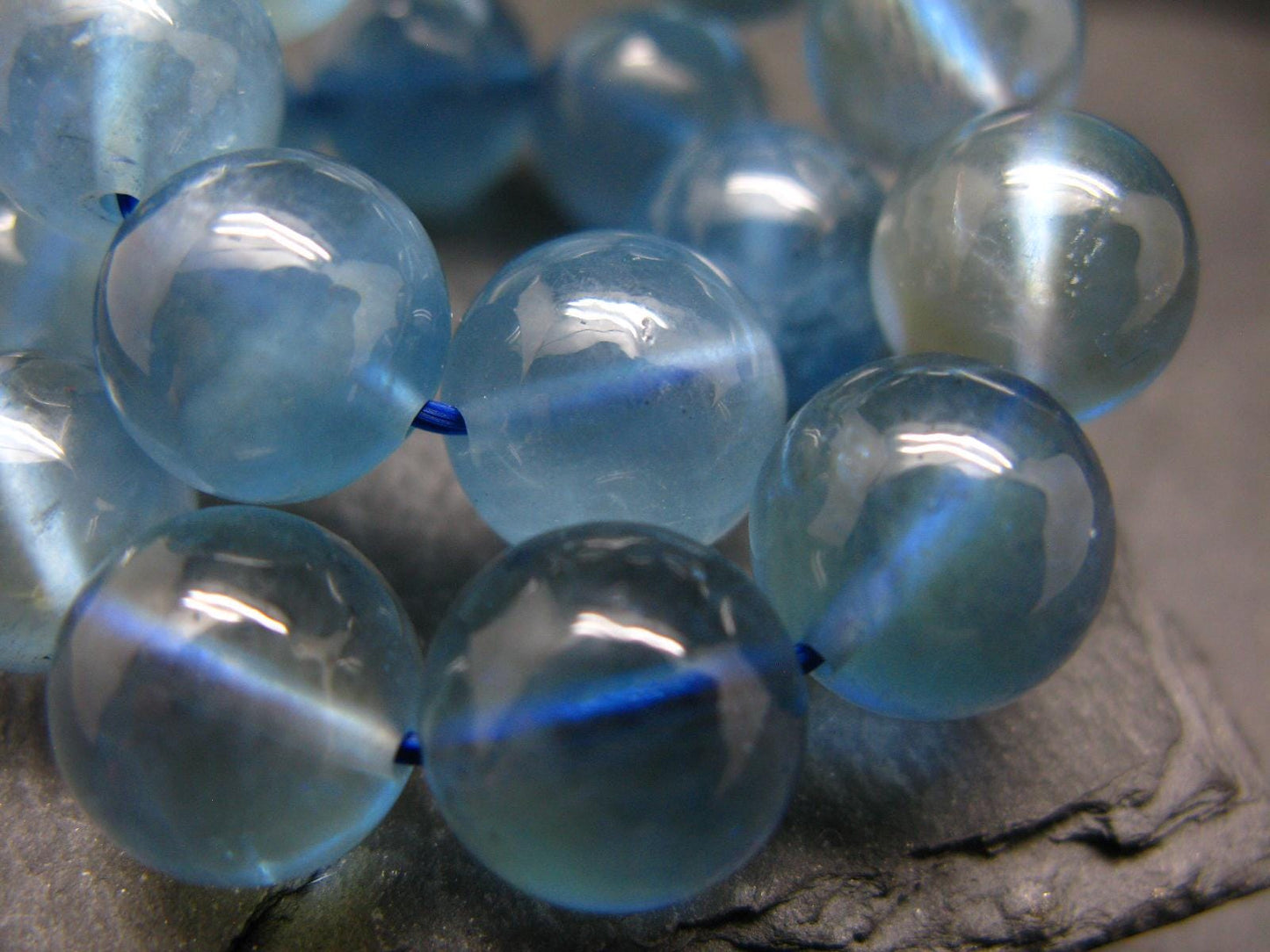 AAA Grade Gem Santa Maria Aquamarine Genuine Bracelet ~ 7.5 Inches ~ 12mm Round Beads