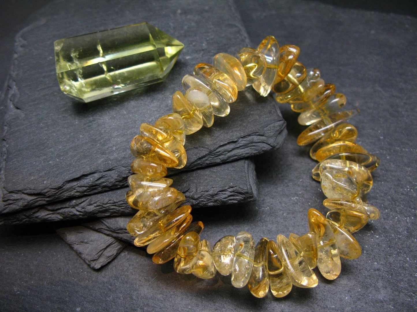 Citrine Genuine Bracelet ~ 7 Inches ~ 18mm Tumbled Beads
