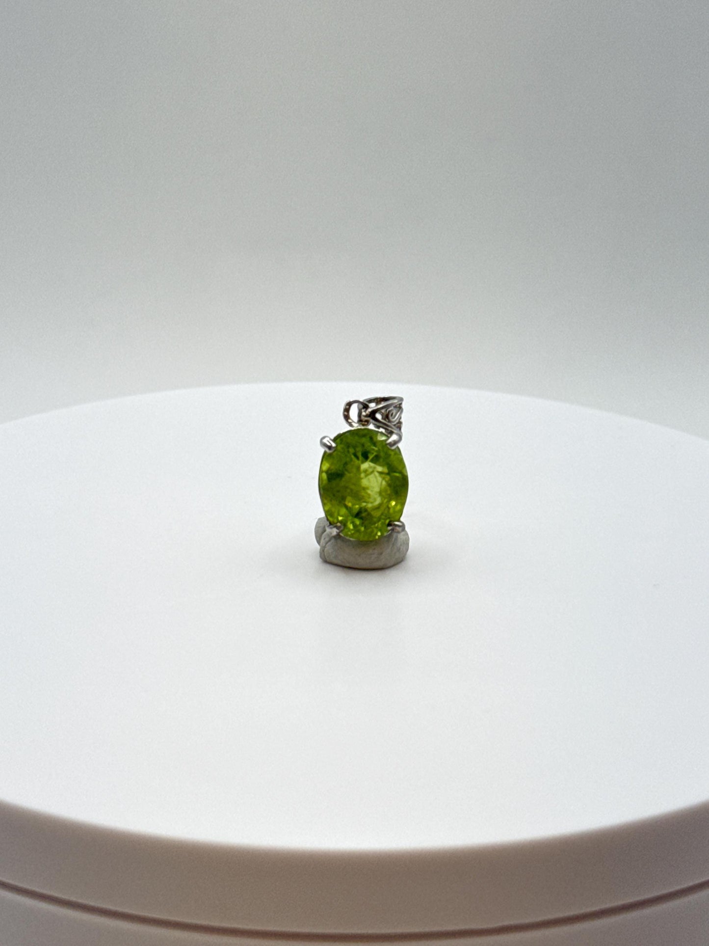 Oval Peridot Pendant | Sterling Silver August Birthstone Necklace