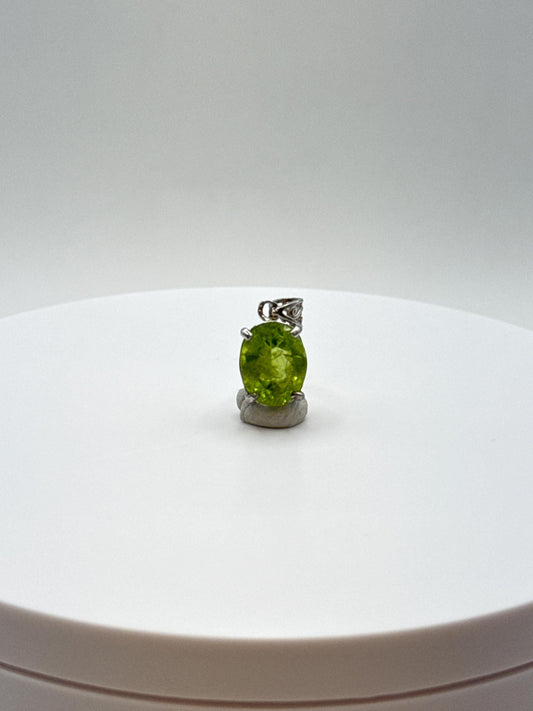Oval Peridot Pendant | Sterling Silver August Birthstone Necklace