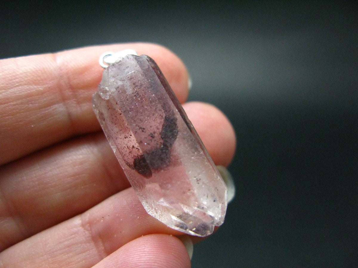 Phantom Hematite in Quartz Crystal Pendant From India - 1.4" - 5.1 Grams