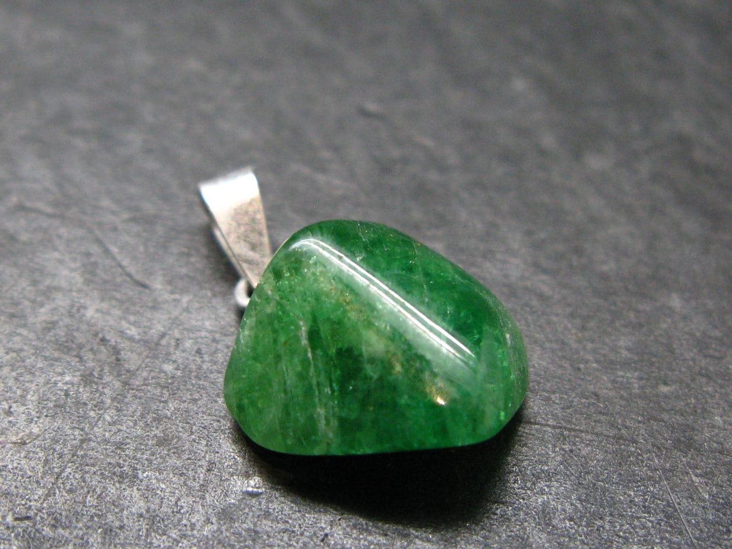 Tsavorite Gem Green Garnet Sterling Silver Pendant From Tanzania - 0.7" - 1.40 Grams