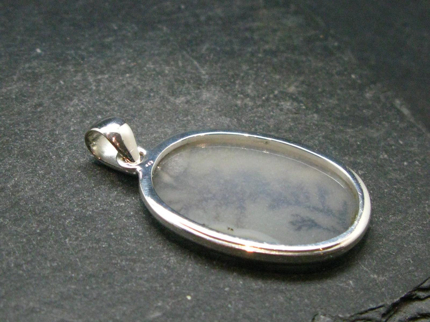 Moss Agate Silver Pendant From Russia - 8.82 Grams - 1.8"
