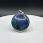 Azurite Silver Amulet | Round Natural Stone Charm