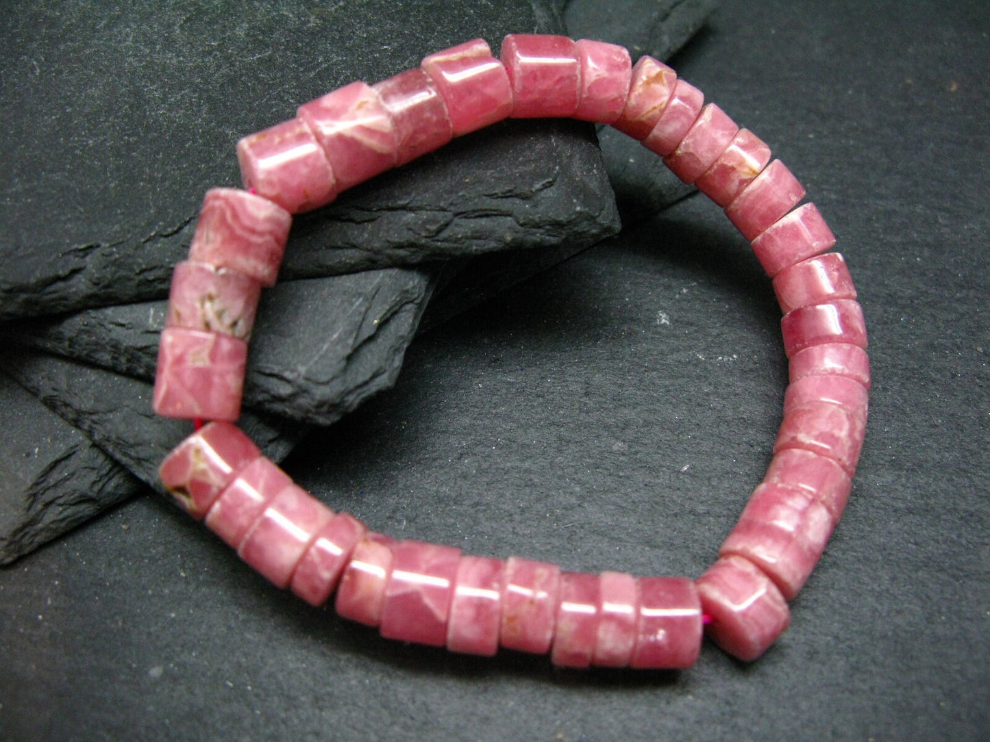 Rhodochrosite Genuine Bracelet ~ 7 Inches ~ 8mm Rondelle Beads